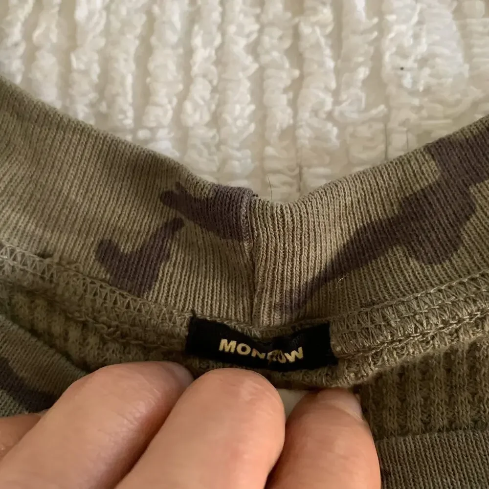 NEW OLIVE GREEN MONROW CAMO CAMOUFLAGE THERMAL WAFFLE TEE TOP - Picture 4 of 6